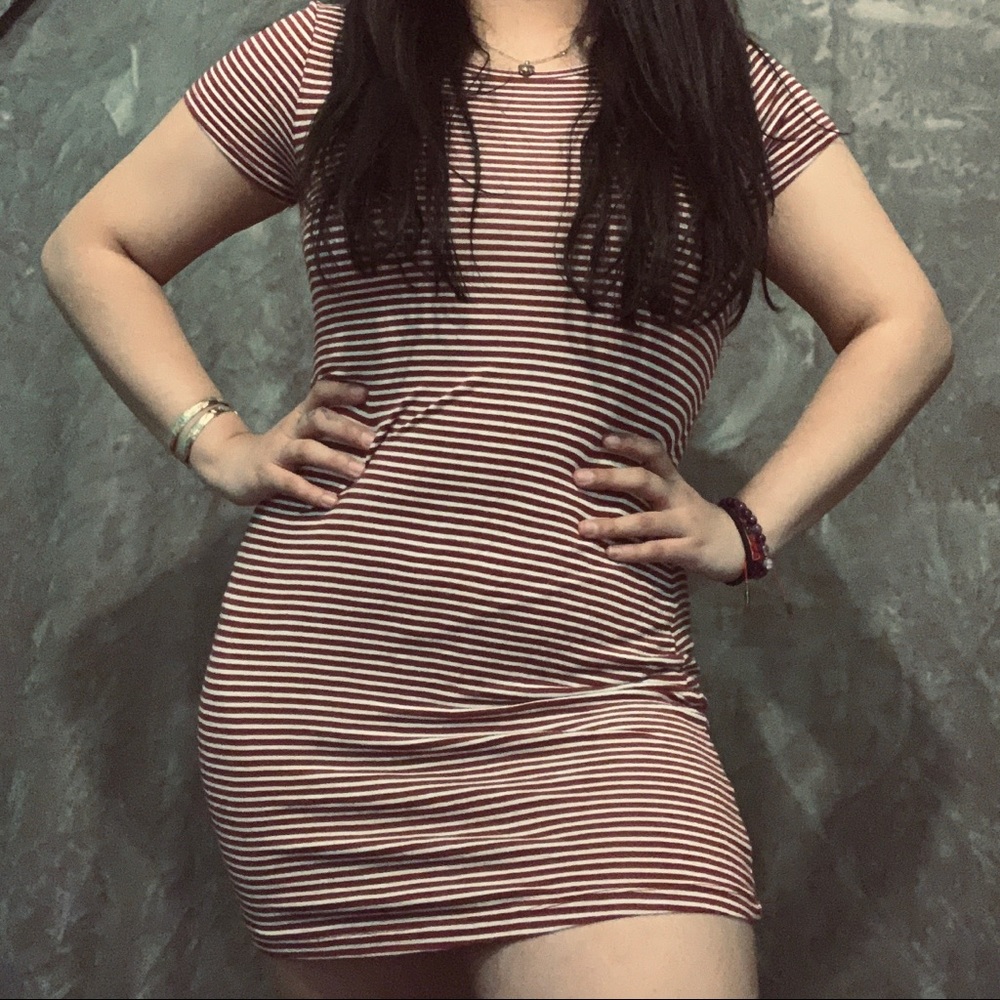 🌿 striped mini dress